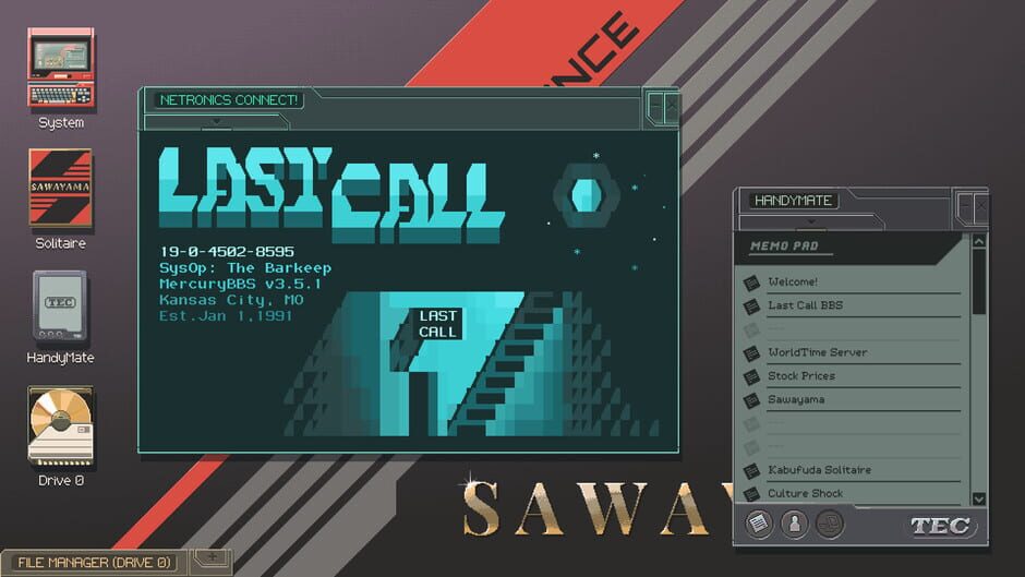 Screenshot from Last Call BBS
