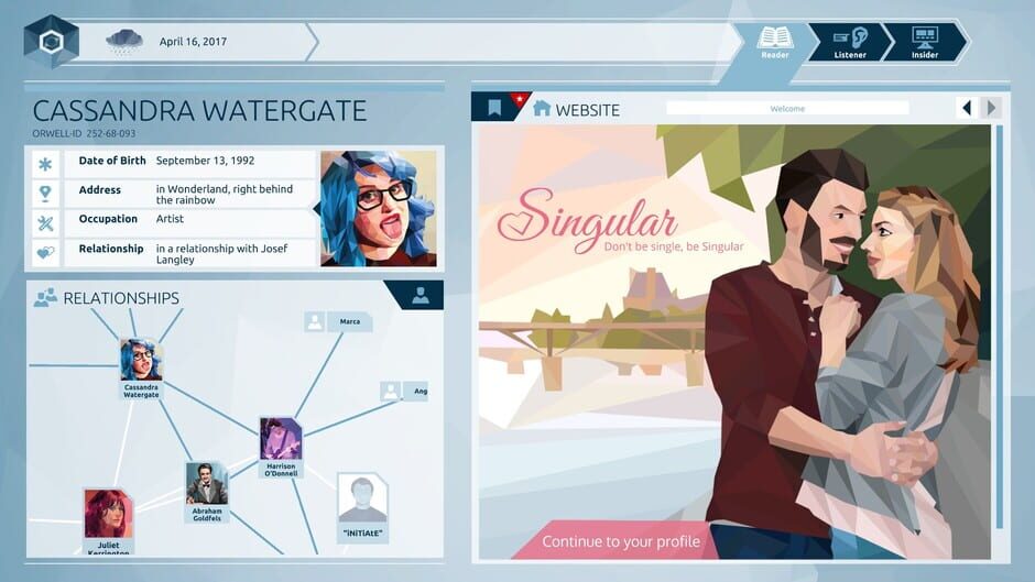 Screenshot from Orwell: Keeping an Eye on You