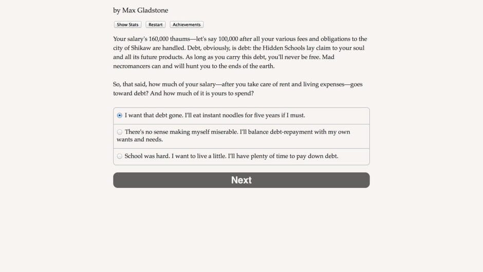 Screenshot from Choice of the Deathless
