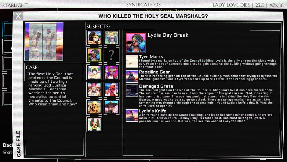 Screenshot from Paradise Killer